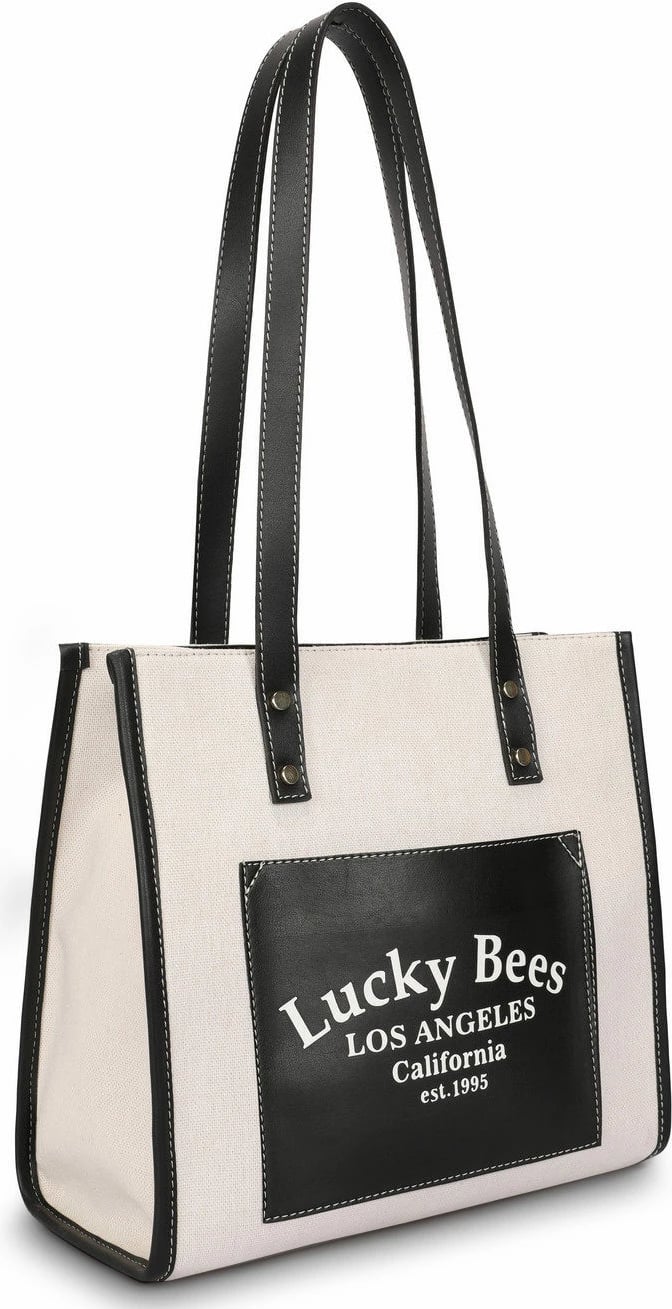 Çantë tote Lucky Bees, e zezë-krem, 376