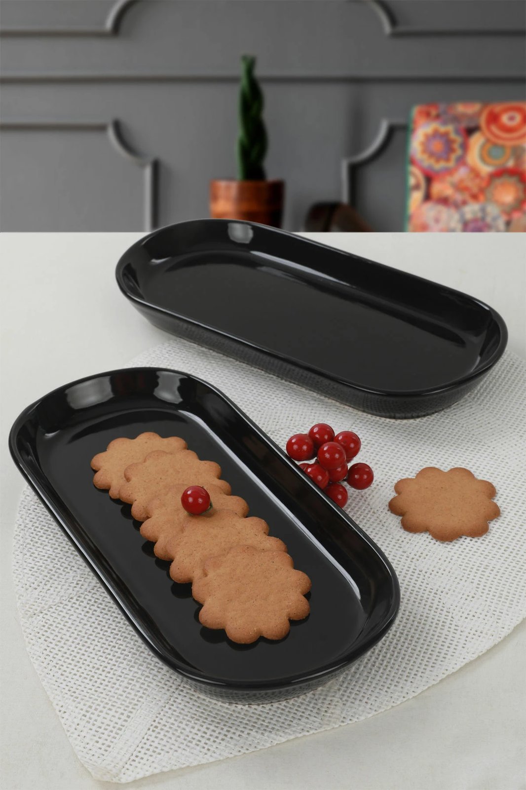 Set pjatash servirëse qeramike, ngjyrë e zezë, Hermia Concept, 2 copë, ST080102F650A000000MAKYK00