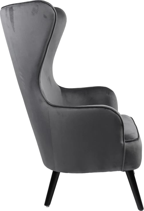 Berzer Byfon, kadife anthracite, këmbë druri gome, ngjyrë zezë, 76x83x117cm