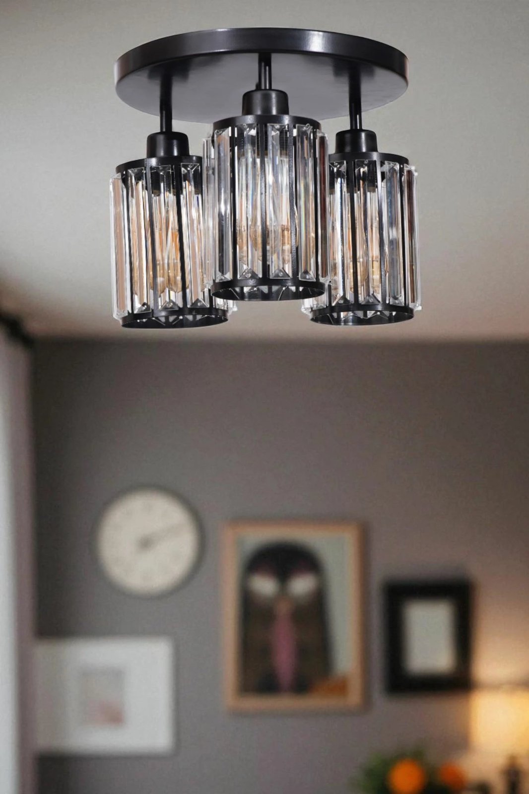 Llambë tavani Opviq, metal dhe xham, e zezë, 9013-3