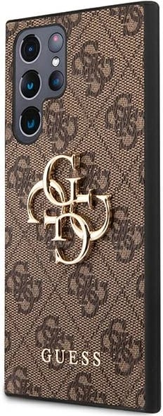 Mbështjellës Guess GUHCS22L4GMGBR për Samsung Galaxy S22 Ultra, hardcase, lëkurë sintetike, kafe