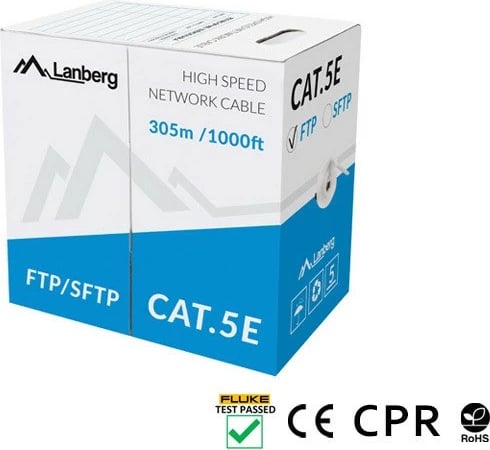 Kabllo rrjeti Lanberg CAT 5e, 305m, FTP, Gri