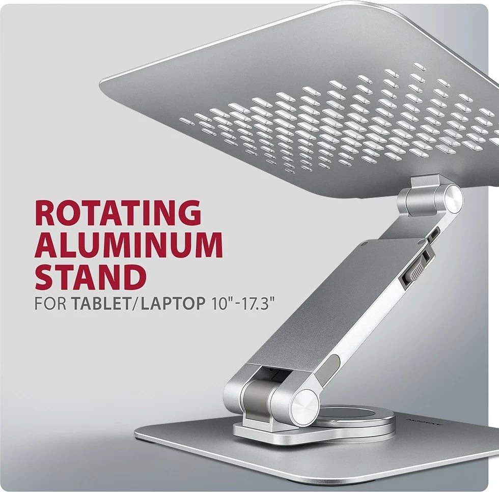 Mbajtës laptopi AXAGON STND-LR, alumini, rrotullues 360°, i rregullueshëm, Silver