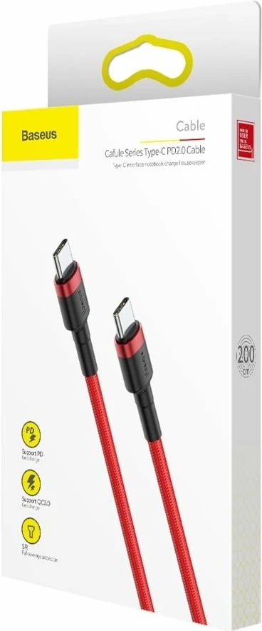 Kabllo USB-C në USB-C Baseus CATKLF-H09, 2m, 60W, e kuqe