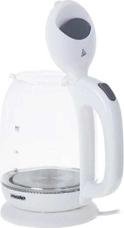 Zierëse elektrike, Mesko, MS 1302, 1.7 L xham, 1850-2200W, bazë 360°, ndriçim LED, e bardhë