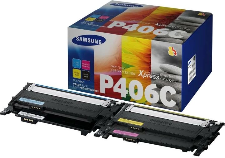 Toner set, Samsung CLT-P406C (SU375A), 4 copë, rendiment 1.100–1.700 faqe, origjinal, shumëngjyrësh (CMYK)