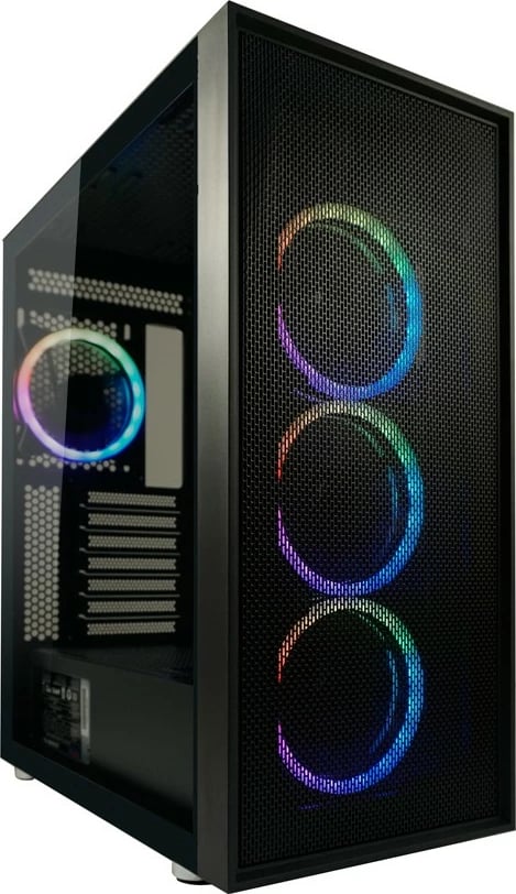 Kasë LC-Power Black_Wanderer_X Midi Tower, ATX/EATX/micro ATX/Mini-ITX, xham i temperuar, RGB, e zezë