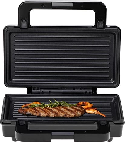 Toster sanduiçash 2-në-1, Adler AD 3073, pllaka të këmbyeshme sanduiçi dhe grill, shtresë jo-ngjitëse, 1000–1400W, i zi