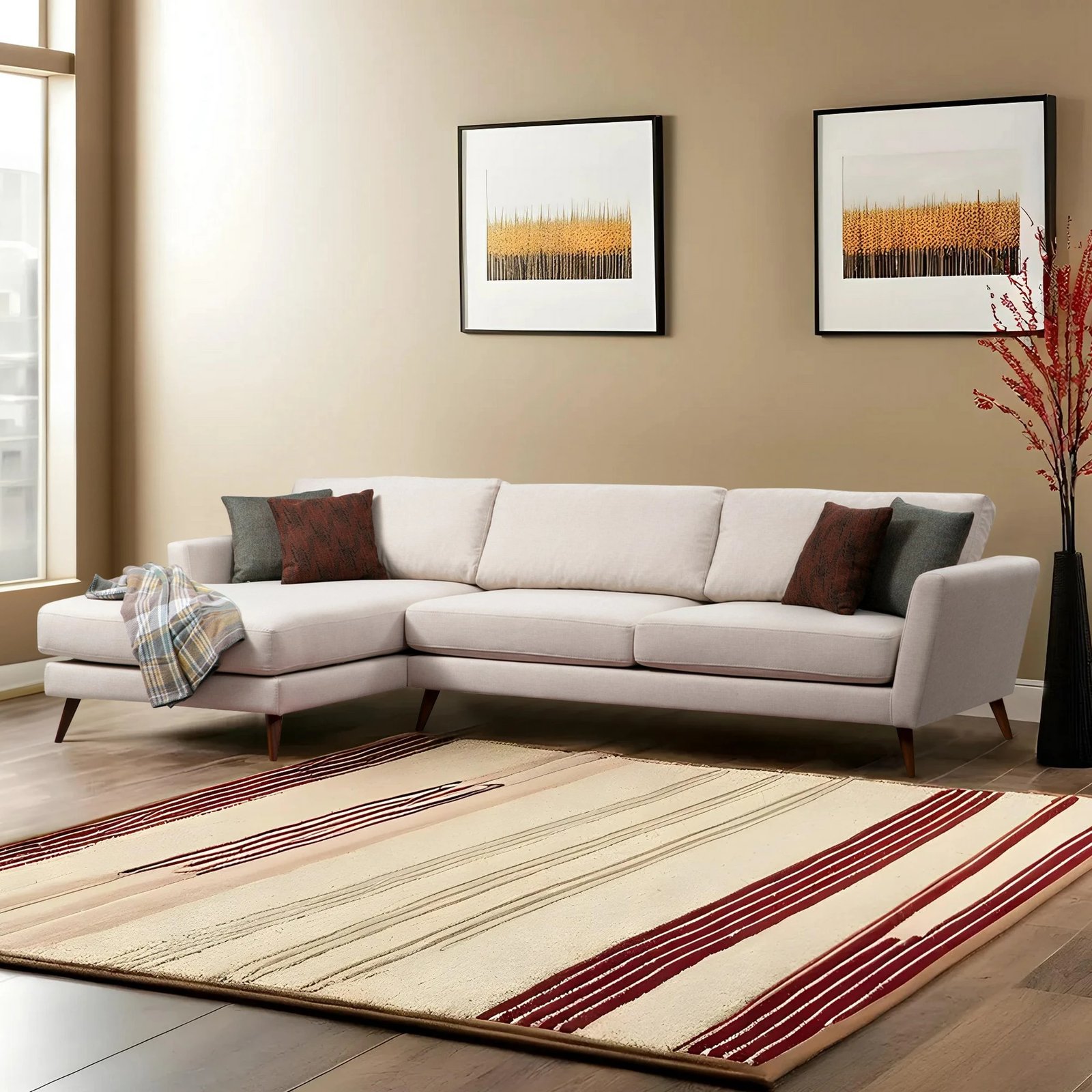 Kënd-sofë krevati Mayorka, kënd i madh majtas, bezhë