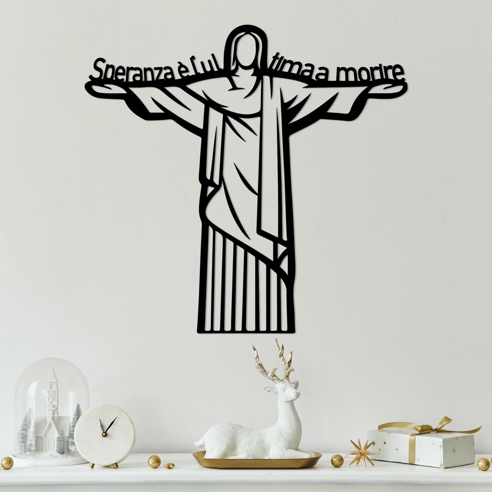 Aksesor dekorativ metalik për mur, Wallity La Speranza 4, ngjyrë e zezë, 56x54cm