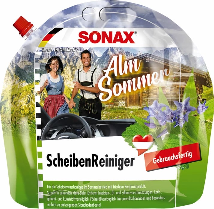 SONAX Ujë për xhama i gatshëm Alm Summer, 3 L
