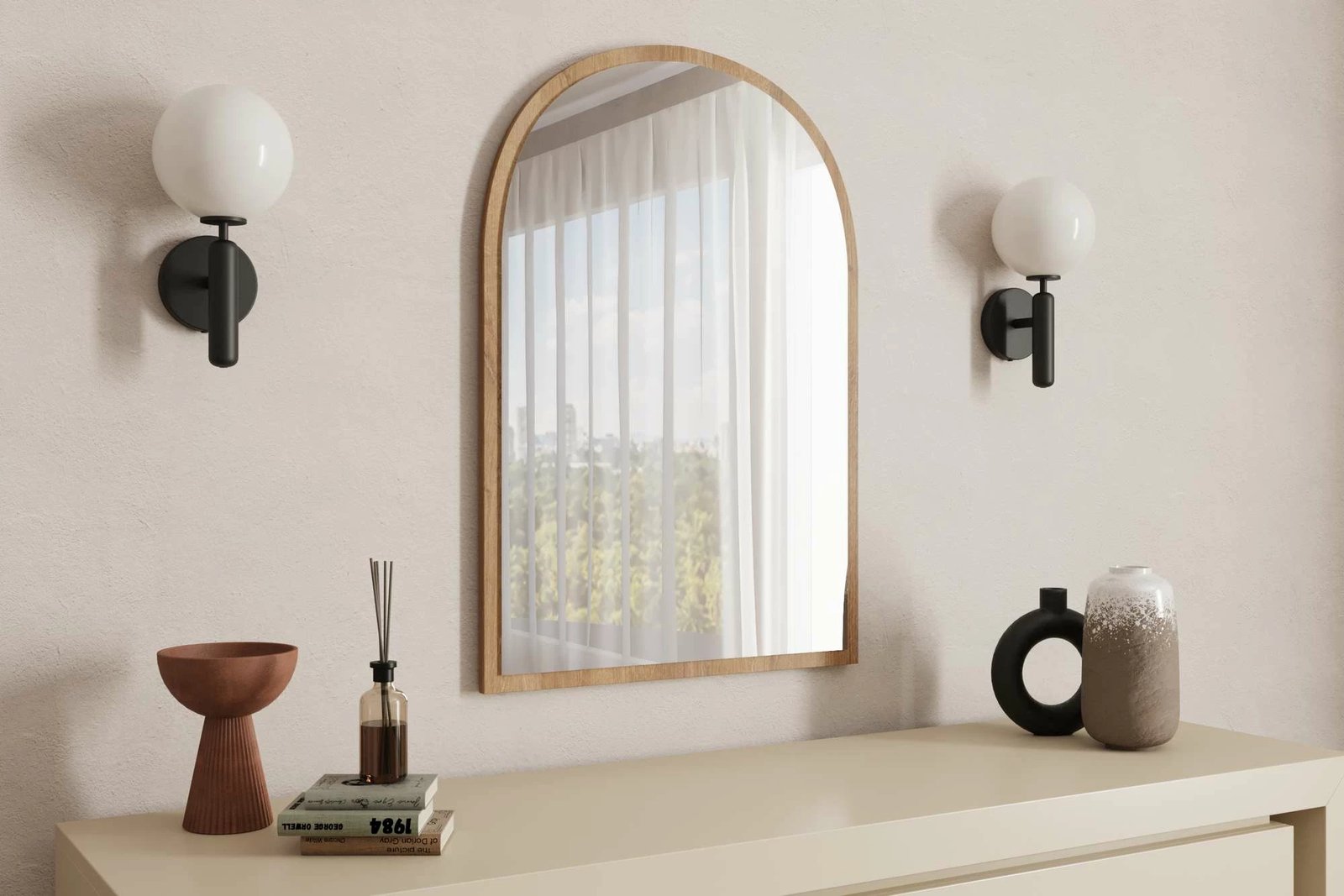 Pasqyrë dekorative, ngjyrë lisi, Brilya, Skye Decor