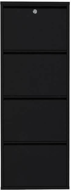 Dollap për këpucë, metalik, 4 pjesë, ngjyrë e zezë, Skye Decor