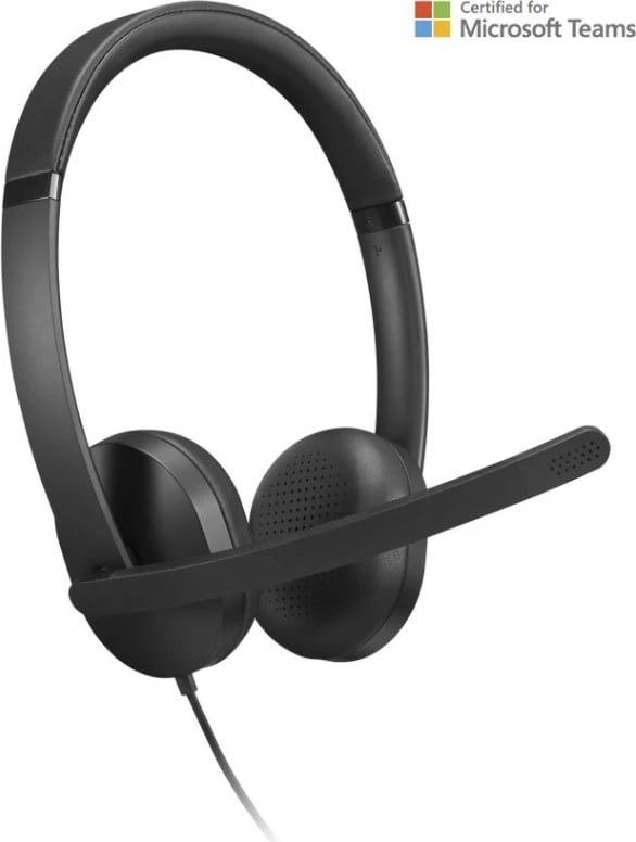 Kufje me kabllo VoIP, Lenovo Wired VoIP Headset 5000 4XD1R88995, stereo me mikrofon, USB-C me adapter USB-A, anulim zhurme, mbi vesh, e zezë