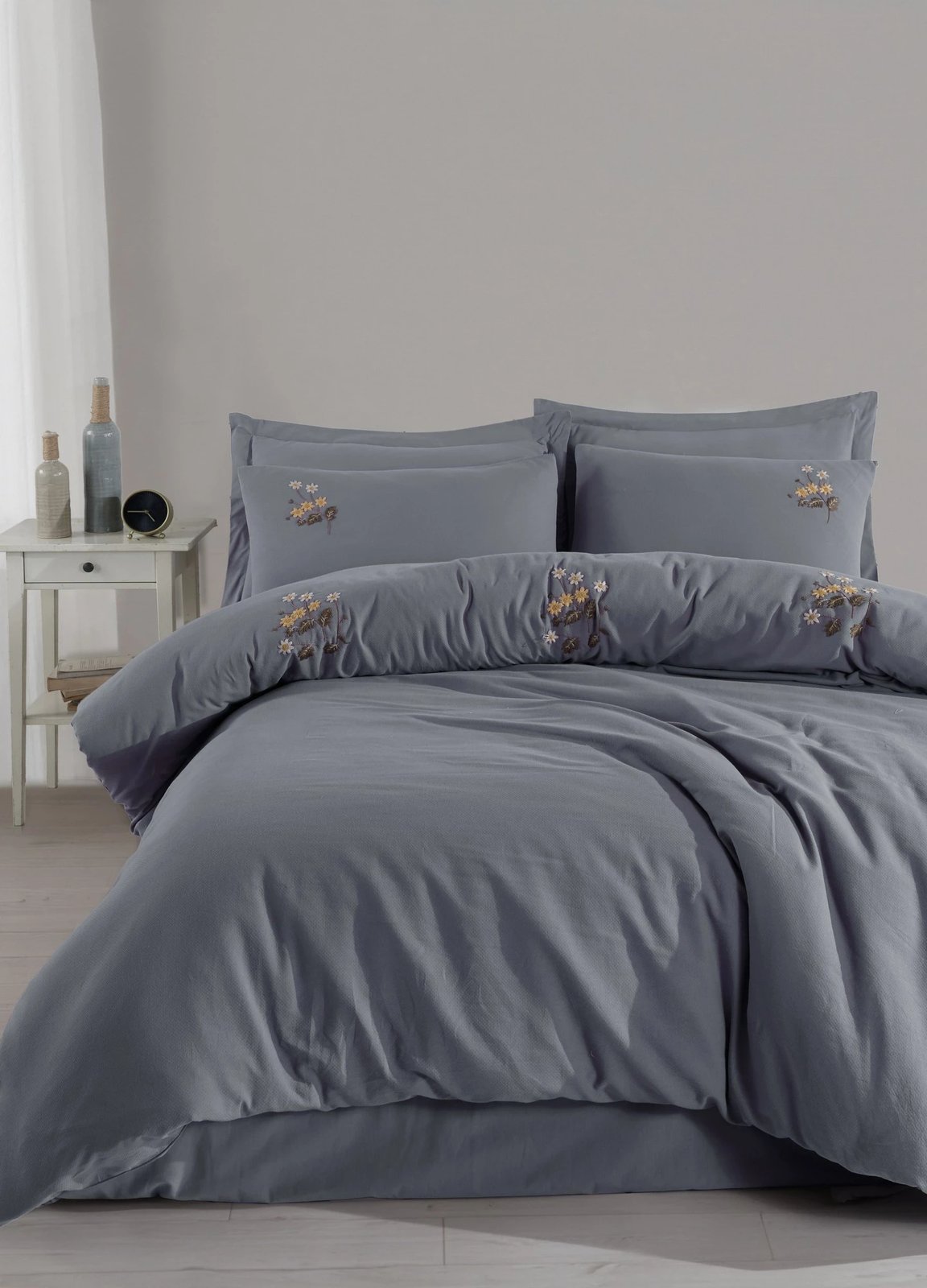 Set mbulesash për dyshek dopio, L'essentiel, ngjyrë antracit, Poppy