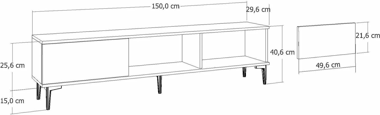Komodë TV Skye Decor, ngjyrë antracit, 150x40.6x29.6cm