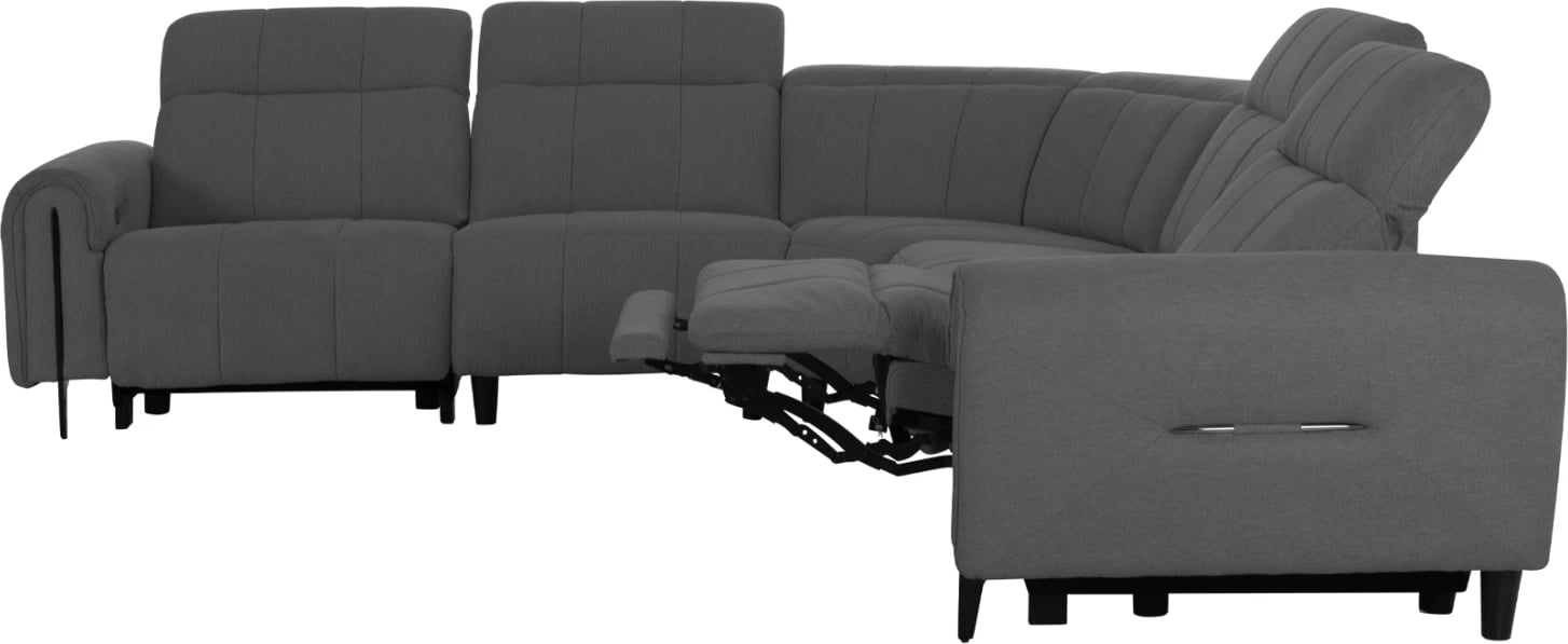 Këndore me 5 pjesë, 2 ulëse me recliner elektrik, ngjyrë gri, ORACLE FH3290.01, 293x293x98cm