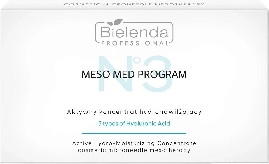 Koncentrat hidratues për femra Bielenda Professional Meso Med Program Active Hydrating Concentrate me 5 forma të acidit hialuronik, 10x3ml Koncentrat hidratues për femra Bielenda Professional Meso Med Program Active Hydrating Concentrate me 5 forma të acidit hialuronik, 10x3ml