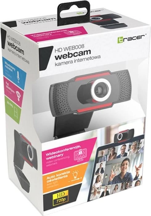 Webcam Tracer HD WEB008, HD 720p, mikrofon i integrum, e zezë
