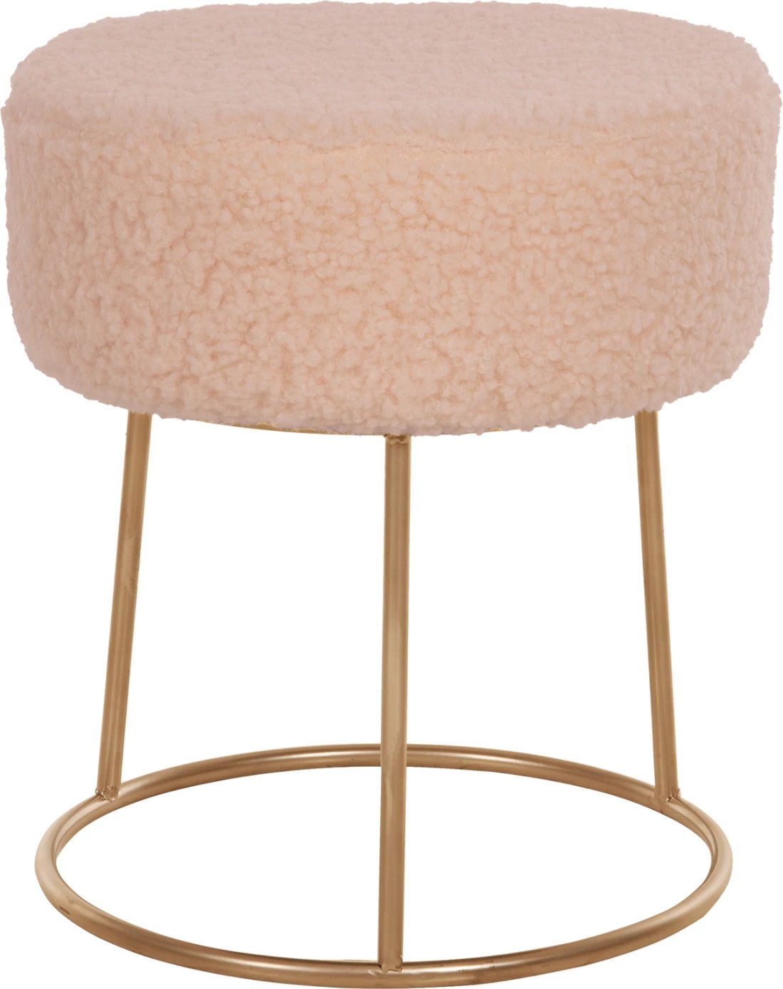 Karrige për bar KARLO FH8411.20, pëlhurë boucle ecru me bazë të artë, Φ35x41H cm