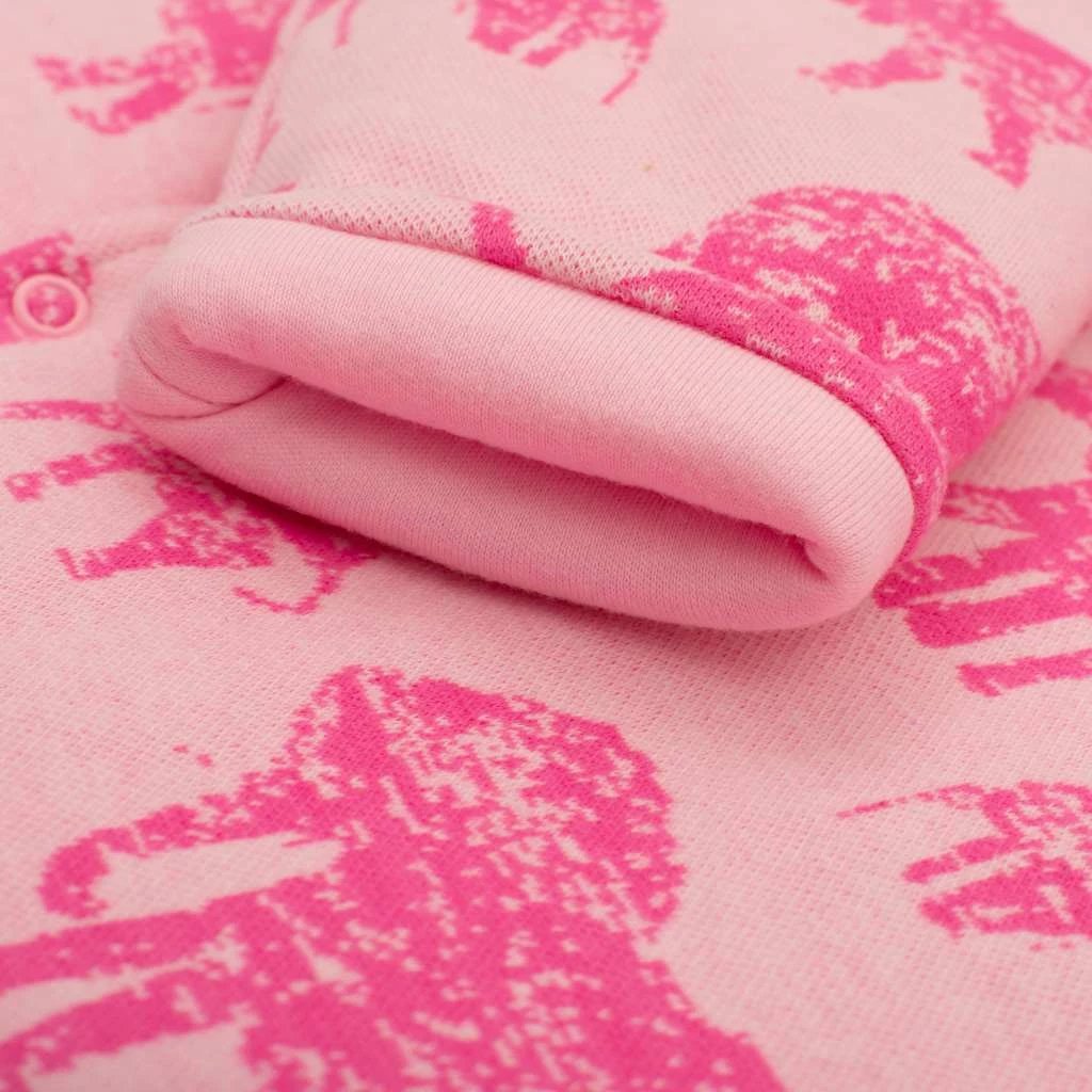 Kombinezon dimri për bebe, Baby Service Elephants, madhësia 68 (4-6m), me kapuç, veshje e brendshme pambuku, mbushje anti-alergjike, rozë