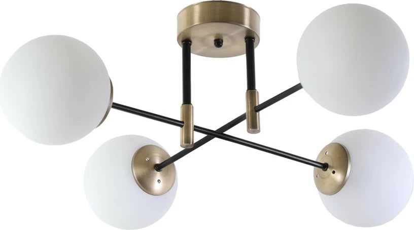 Llambë tavani Opviq Dolunay, 4 drita, metal, xham i bardhë