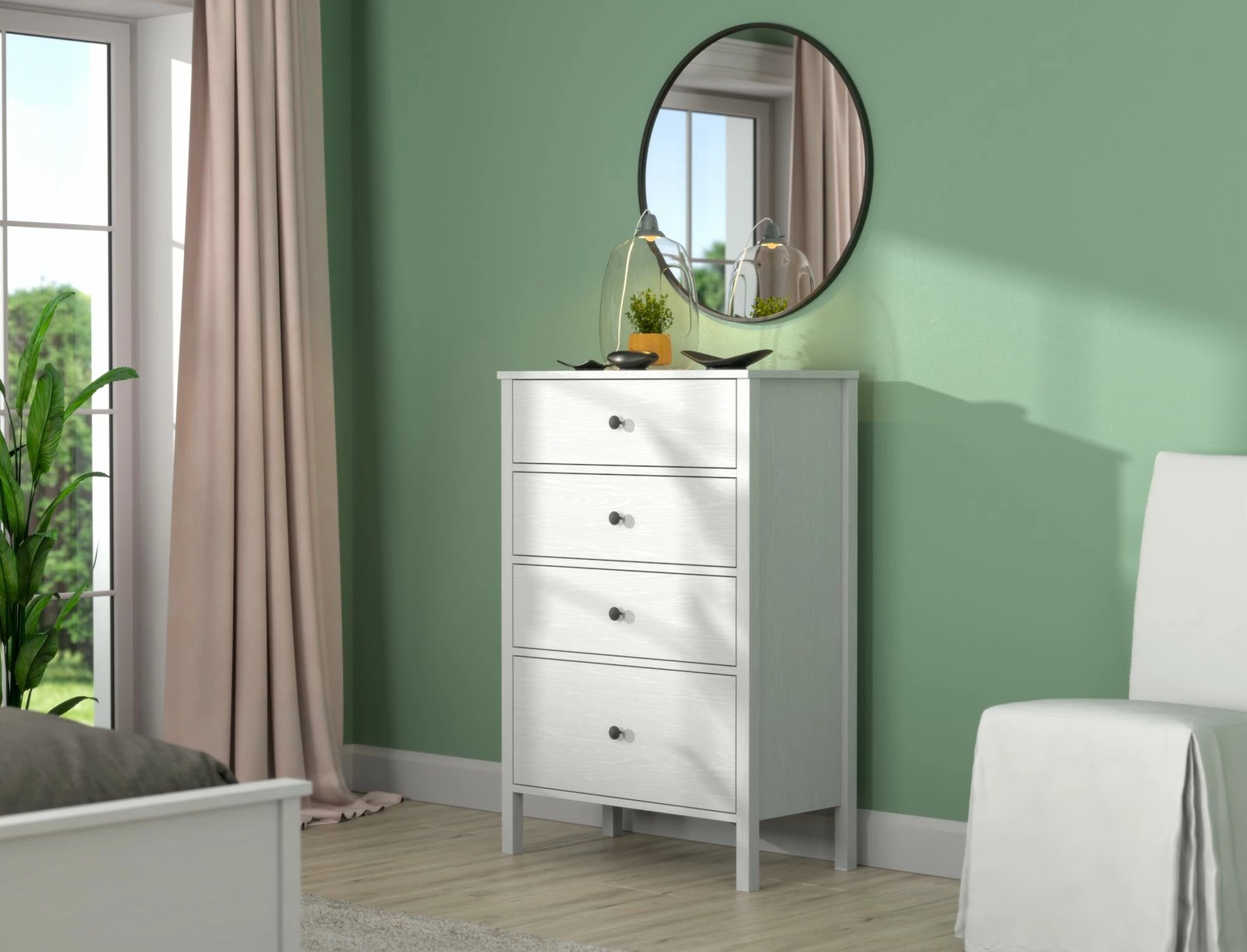 Komodë Hanah Home, FRN-20023, ngjyrë druri dhe e bardhë