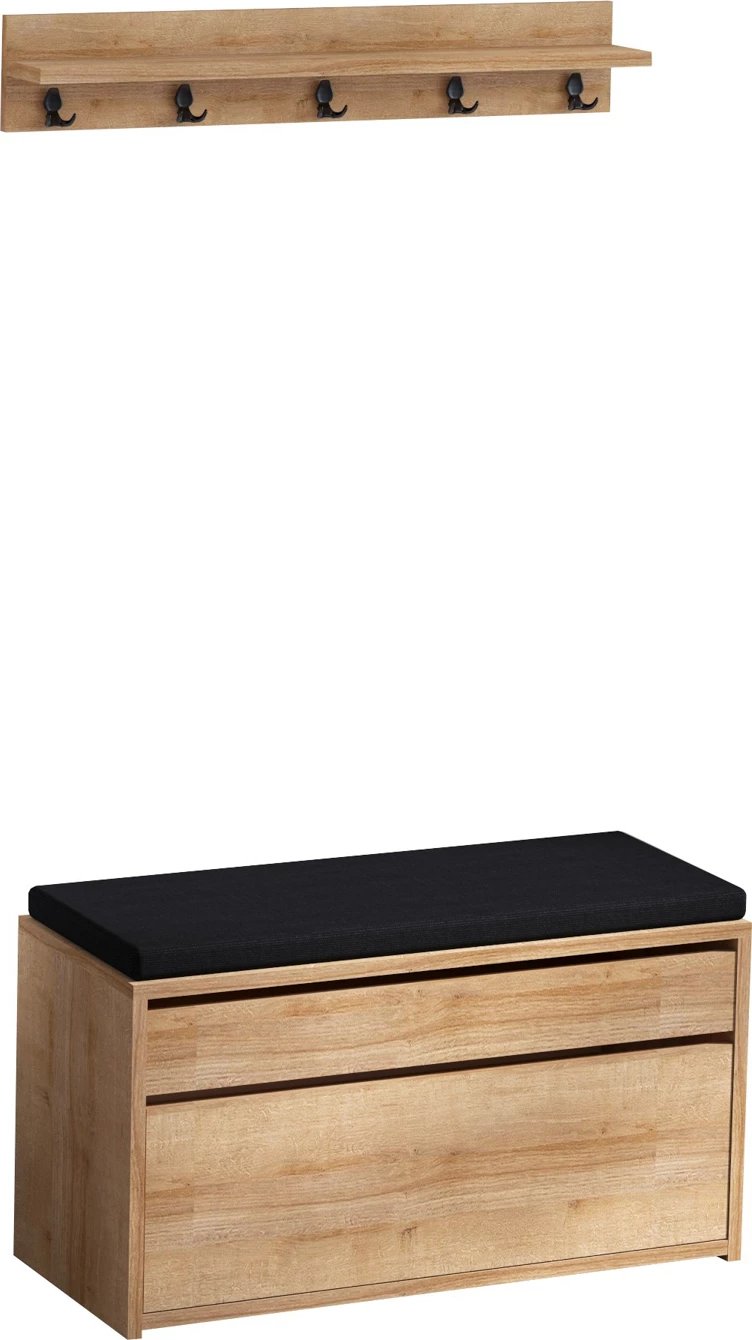 Stendë për korridor Hanah Home, Boby, ngjyrë lisi dhe e zezë Stendë për korridor Hanah Home, Boby, ngjyrë lisi dhe e zezë