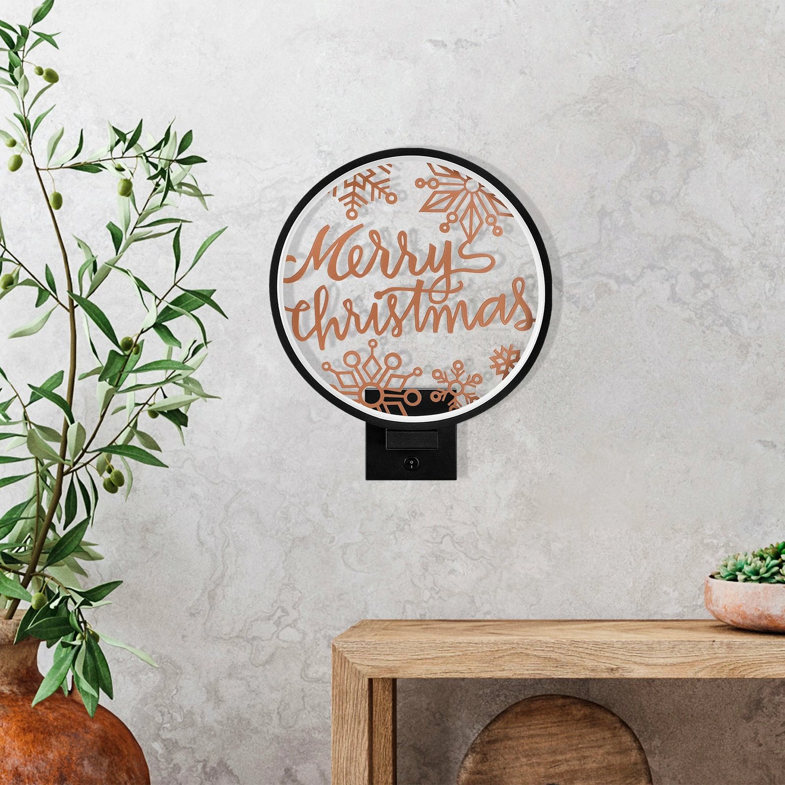 Llambë muri Opviq, XMAS21, e zezë dhe bakri, 30x36x10cm