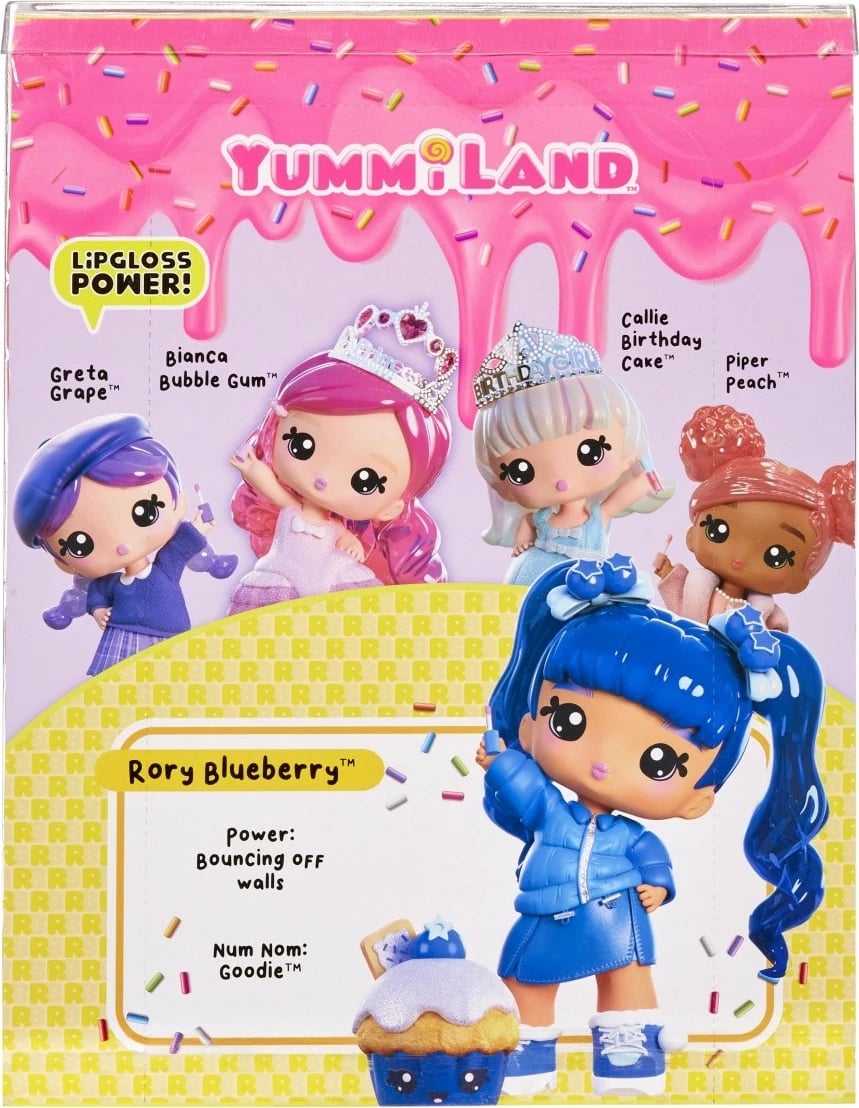 Set lodër kukull Yummiland Large me Lipgloss Pet, MGA, Rory Blueberry, blu