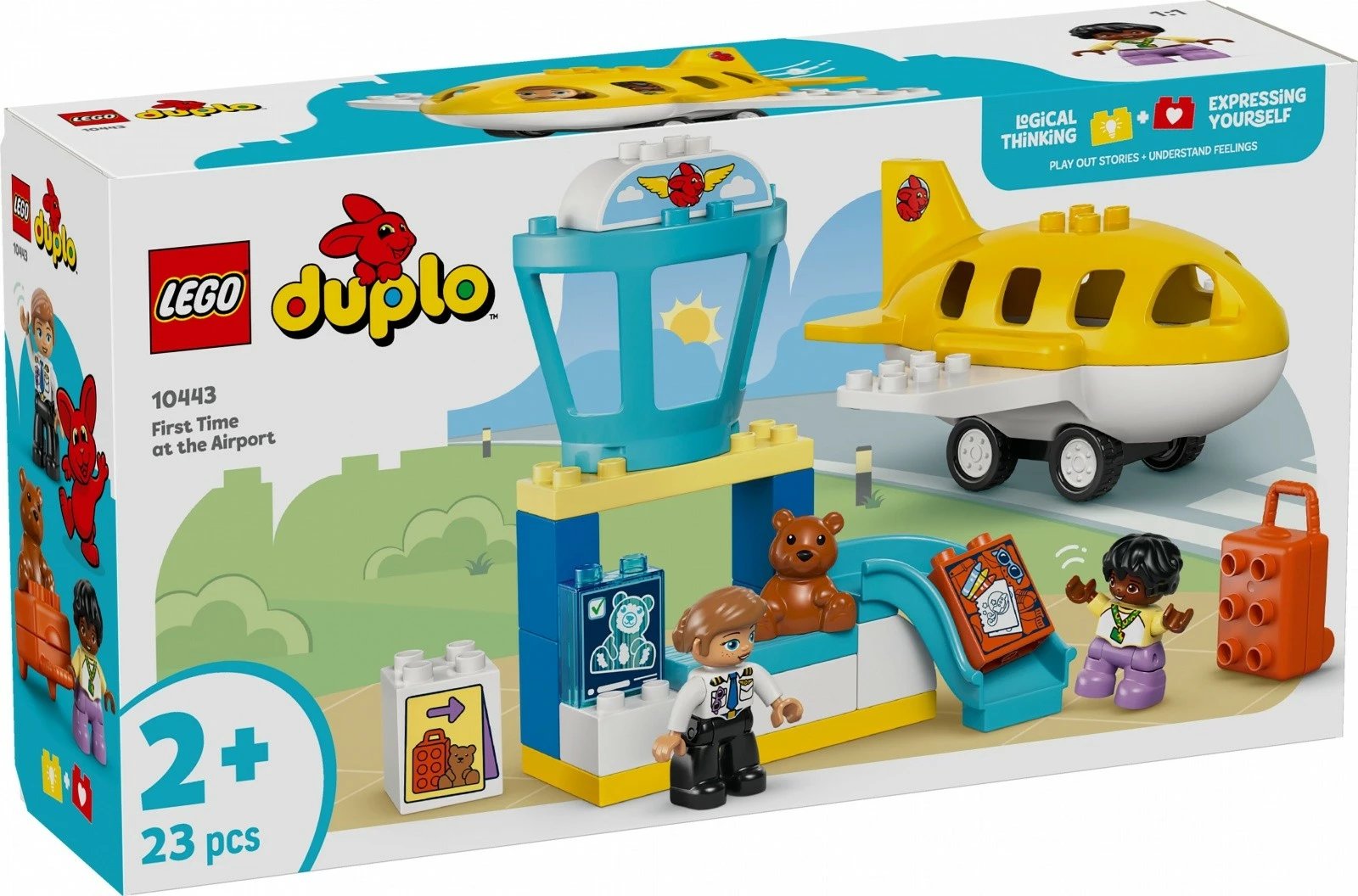 Set lodrash LEGO DUPLO 10443 First Time at the Airport, 23 pjesë, për fëmijë të vegjël