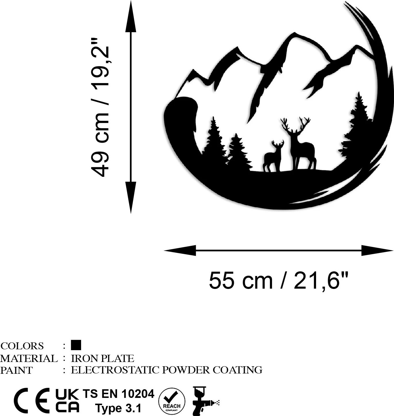 Aksesor dekorativ metalik për mur, dizajn Nënë dhe Bir, Wallity