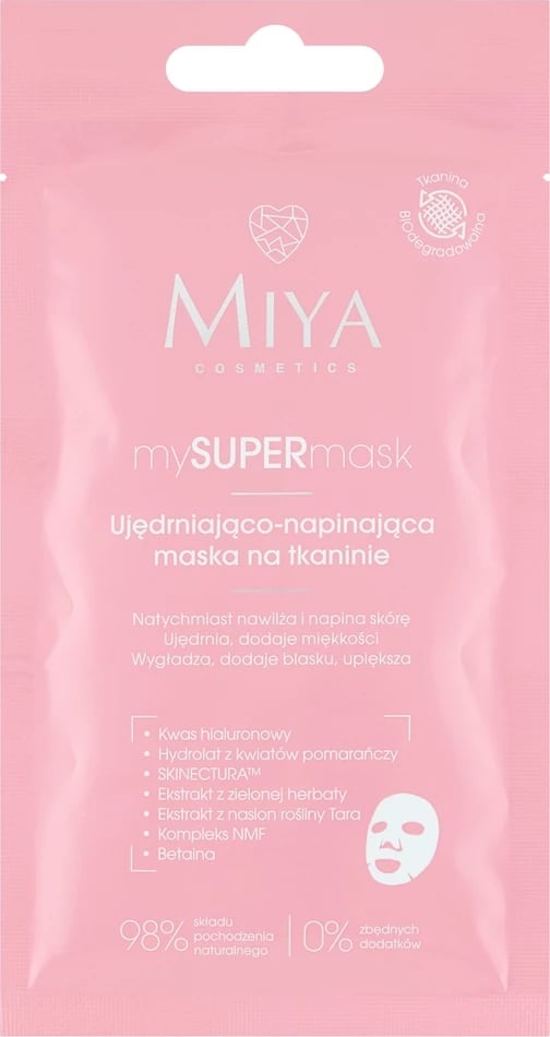 Maskë pëlhure për fytyrë për femra Miya Cosmetics MySUPERmask Firming and Tightening, 1 copë