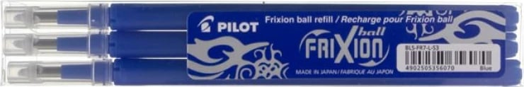 Mbushje stilolapsi gel e fshirshme, Pilot, FriXion BLS-FR7-L-S3 (BLSFR7LS3), 0.7 mm, blu, set 3 copë