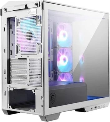 Kasë MSI MAG PANO M100R PZ, Micro Tower, RGB, Tempered Glass, Bardhë