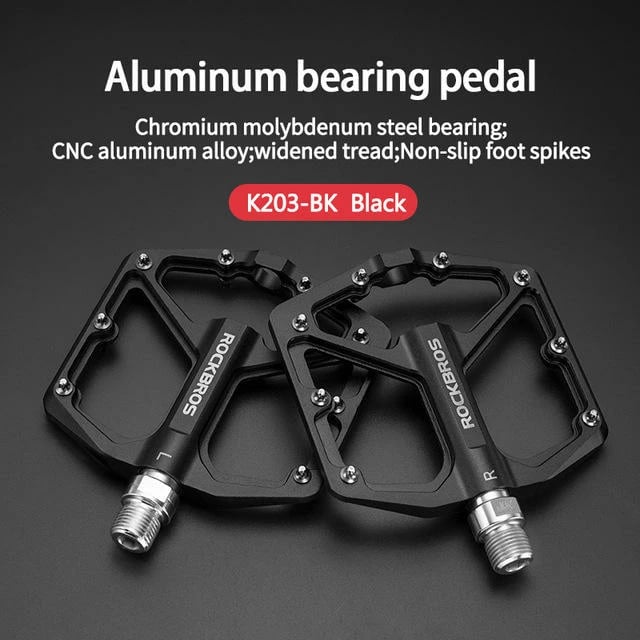 Set pedale biçiklete Rockbros K203-BK, aliazh alumini dhe çelik, e zezë
