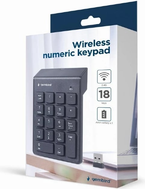 Tastierë numerike wireless Gembird KPD-W-02 për laptop, e zezë