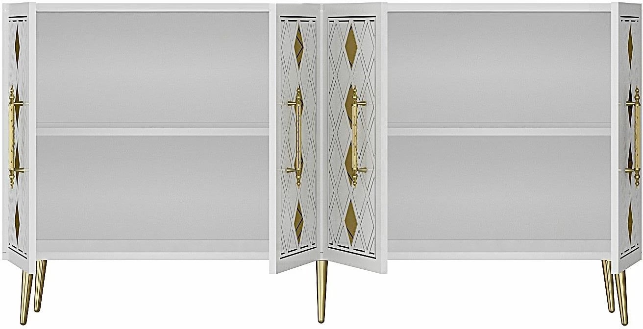 Konsol Skye Decor, e bardhë, e artë, Dome KB150