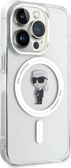 Mbështjellës Karl Lagerfeld IML Ikonik MagSafe për iPhone 15 Pro, Transparent