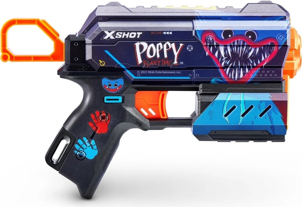 Blaster lodër ZURU X-Shot Flux Launcher 8 Shots Jumpscare, Poppy Playtime, shumëngjyrësh, set me 8 shigjeta