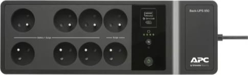 UPS APC BE850G2-FR, 850VA, 8 dalje, USB Type C dhe A, E zezë