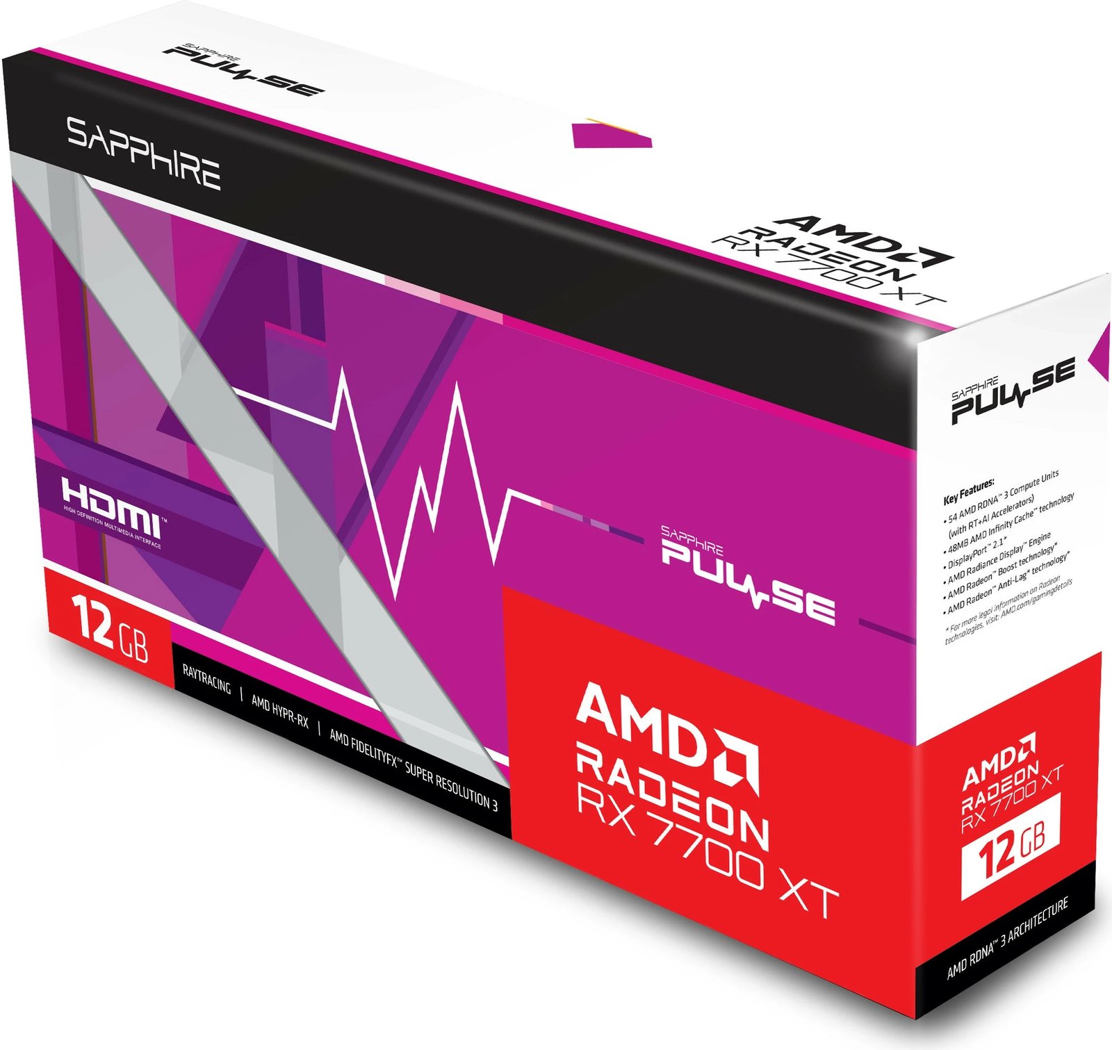 Kartelë grafike Sapphire PULSE Radeon RX 7700 XT, 12 GB, e zezë