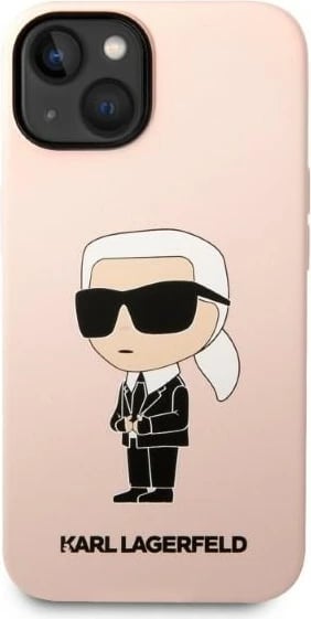 Mbështjellës Karl Lagerfeld Silicone Ikonik për iPhone 14 Plus 6.7", rozë