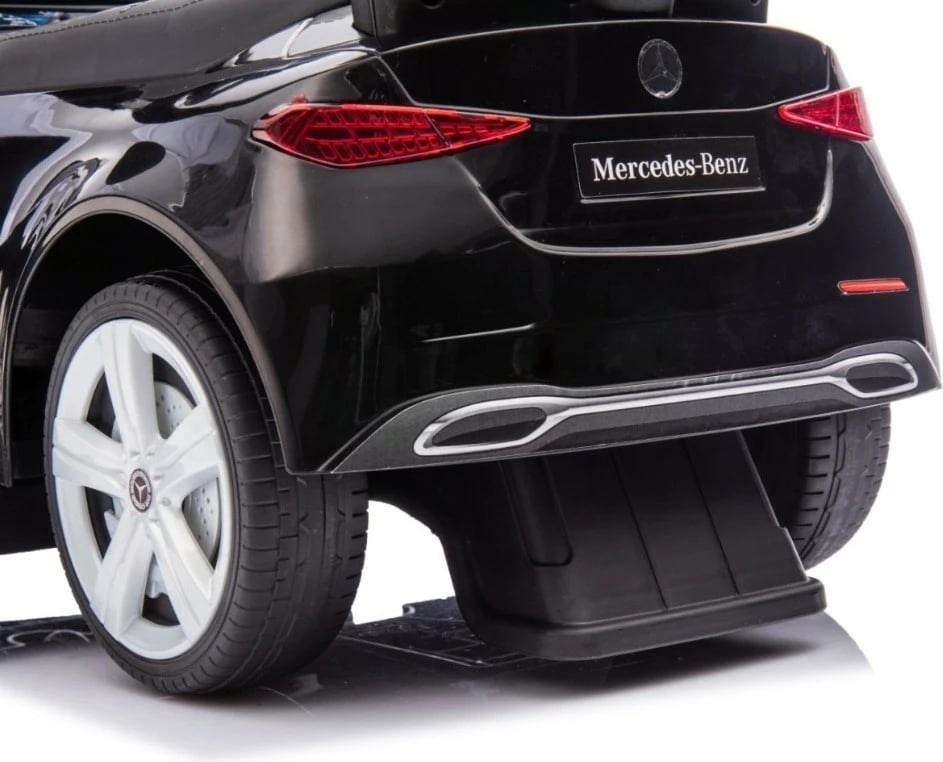 makinë ride-on Milly Mally Mercedes C-Class 6107, 4 rrota, me dorezë shtytëse, me tinguj (AAA), e zezë