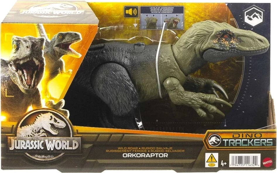Lodër dinosaur Jurassic World WILD ROAR Orkoraptor, MATTEL, shumëngjyrëshe