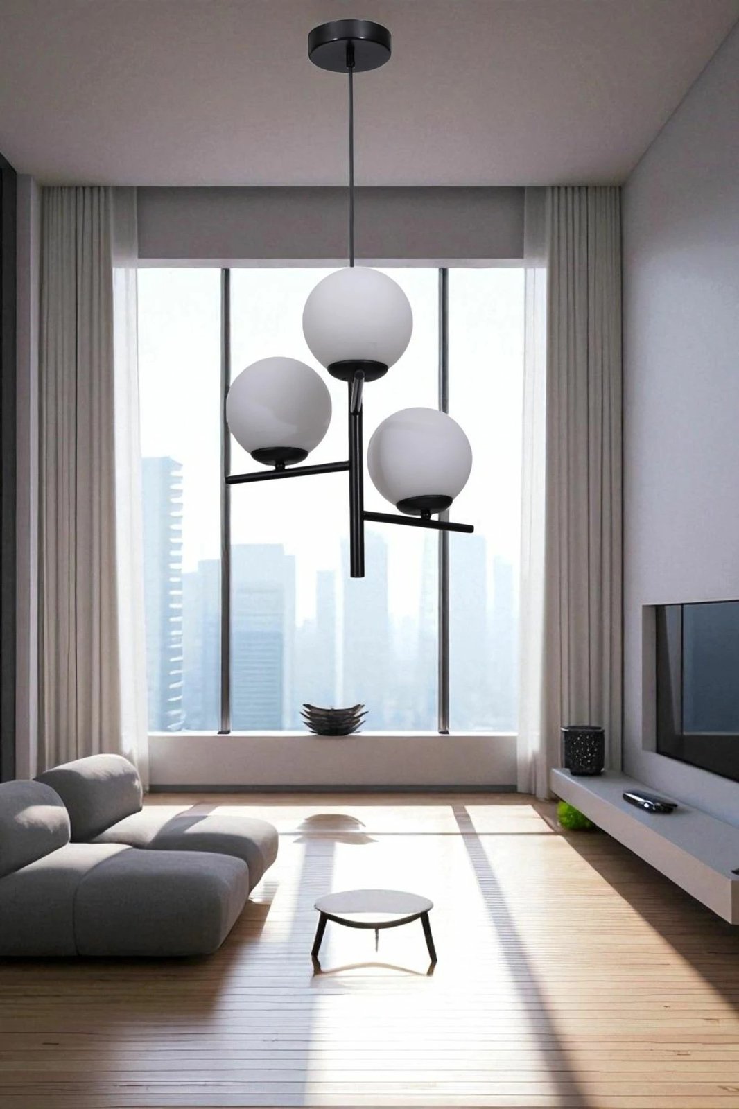 Llambadar Opviq, 9009-4, metal dhe qelq, e bardhë dhe e zezë