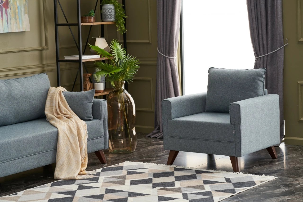 Karrige një vendëshe Atelier del Sofa, Bella Soft, ngjyrë kaltër