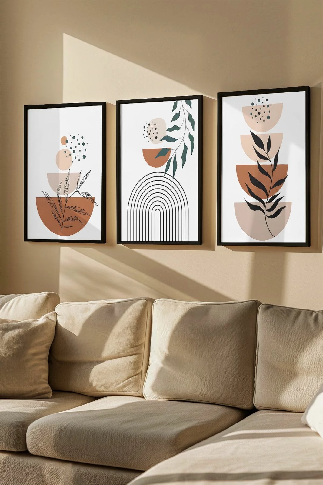 Pikturë dekorative me kornizë (3 copë), Wallity, Artvmodel14-Siyah