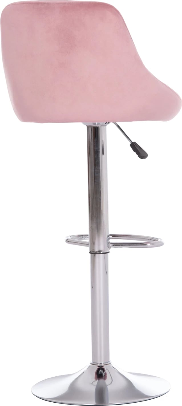 Karrige për bar ROSE, kadife rozë e zbehtë, bazë e kromuar, set prej 2 copë, 48x45x105cm