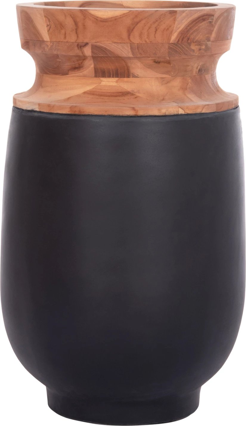 Vazo dekorative për dysheme LINTER, fibër-cement, ngjyrë e zezë, dru tik, FH4662.01S, 34x60cm